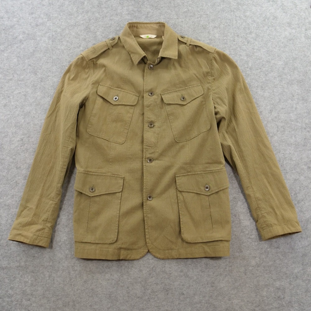 Rag & Bone Jacket Mens Large Green Seersucker Military Field Safari Blazer